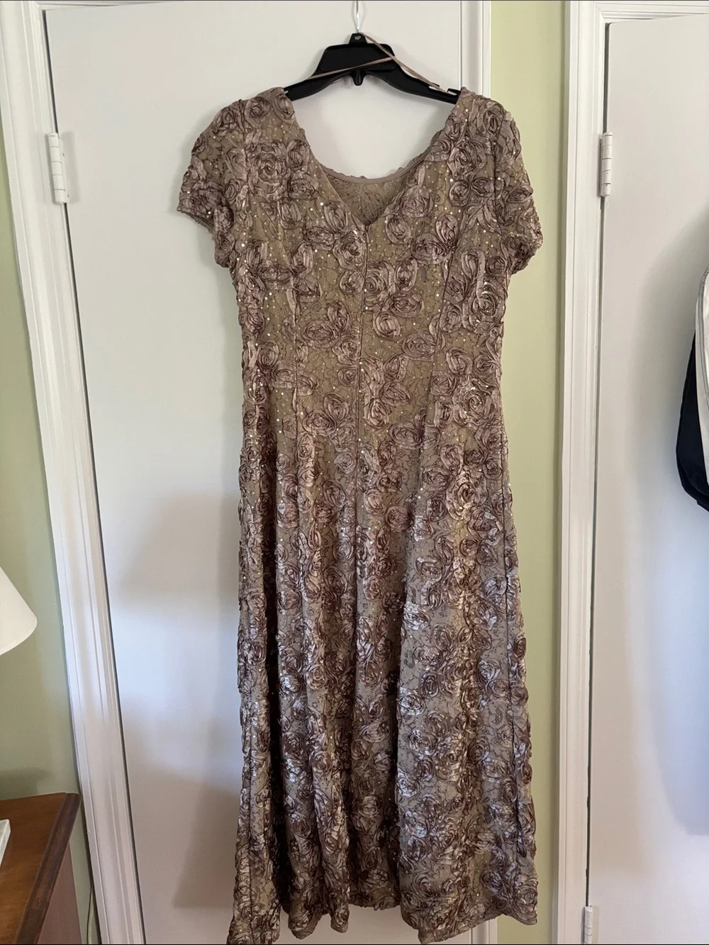 Alex Evenings Taupe Floral Embellished Evening Gown - Picture 5 of 7